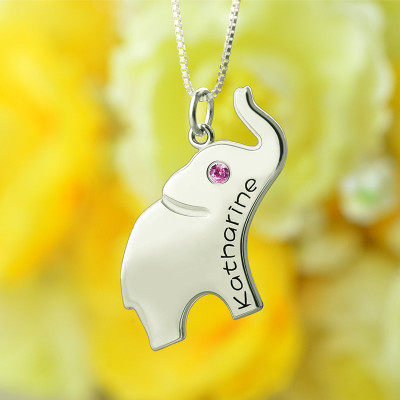 Good Luck Gifts - Elephant Necklace Engraved Name - Handcrafted & Custom-Made