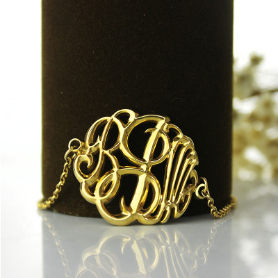 Personalised Monogrammed Bracelet Hand-painted 18ct Gold Plated - Handcrafted & Custom-Made