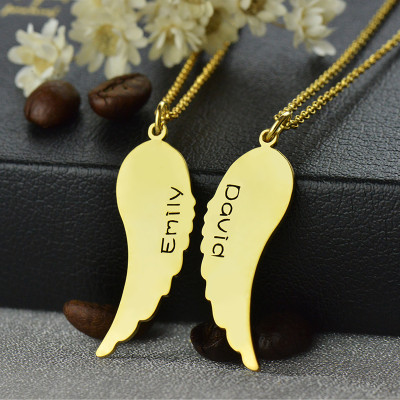 Matching Angel Wings Necklaces Set for Couple 18ct Gold plated - Handcrafted & Custom-Made