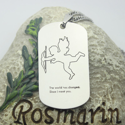 Cupid Man's Dog Tag Name Necklace - Handcrafted & Custom-Made