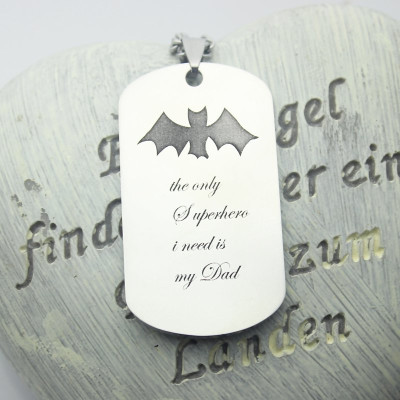 Man's Dog Tag Bat Name Necklace - Handcrafted & Custom-Made
