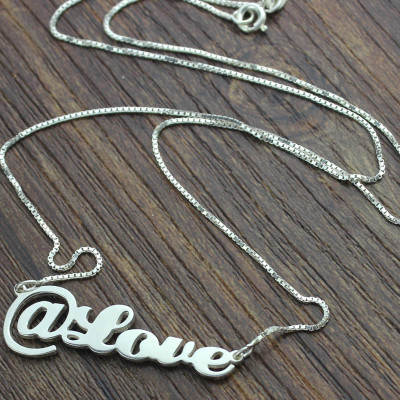 Twitter At Symbol Name Necklace Sterling Silver - Handcrafted & Custom-Made