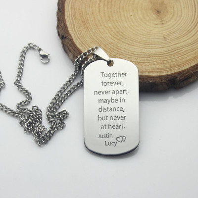 Man's Dog Tag Love Theme Name Necklace - Handcrafted & Custom-Made