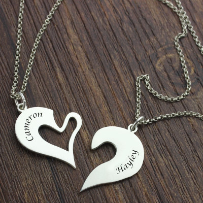 Personalised Breakable Heart Name Necklace for Couples Silver - Handcrafted & Custom-Made