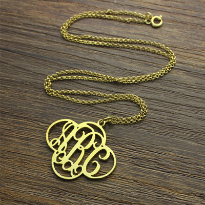 Personalised Cut Out Clover Monogram Necklace 18ct Gold Plated - Handcrafted & Custom-Made