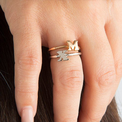 Personalised Women's Midi Initial Ring Sterling Silver - Handcrafted & Custom-Made