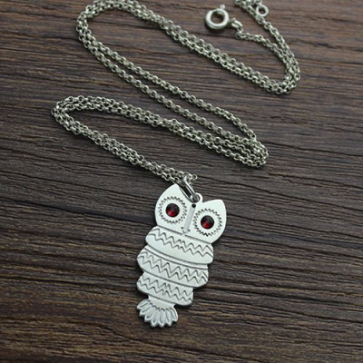 Cute Birthstone Owl Name Necklace for Girls  - Handcrafted & Custom-Made