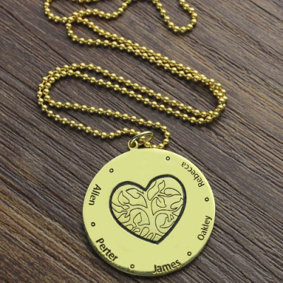 Heart Family Tree Necklace in 18ct Gold Plating - Handcrafted & Custom-Made