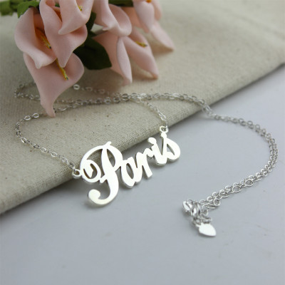 Paris Hilton Style Name Necklace 18ct Solid White Gold Plated - Handcrafted & Custom-Made