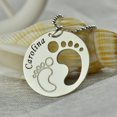 Baby Footprint Name Pendant Sterling Silver - Handcrafted & Custom-Made