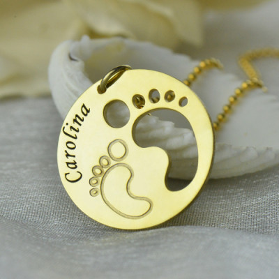 Cut Out Baby Footprint Pendant 18ct Gold Plated - Handcrafted & Custom-Made