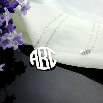 Solid White Gold 18ct Initial Block Monogram Pendant Necklace - Handcrafted & Custom-Made