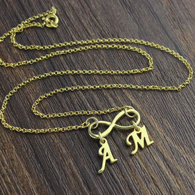 Infinity Pendant Double Initial 18ct Gold Plated - Handcrafted & Custom-Made