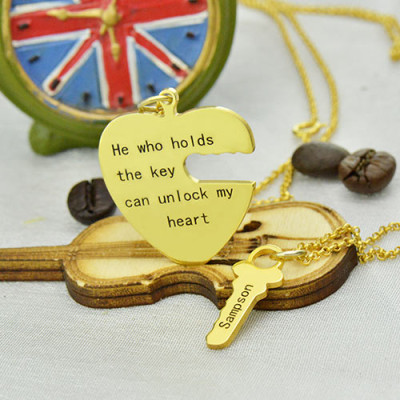 He Who Holds the Key Couple Necklaces Set 18ct Gold Plated - Handcrafted & Custom-Made
