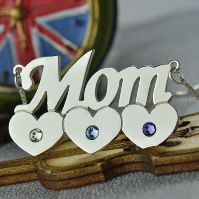 Mother Necklace With Children Birthstone Silver  - Handcrafted & Custom-Made