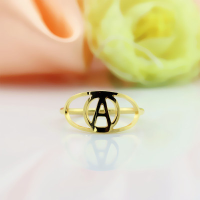 Personalised Eye Rings with Initial 18ct Gold Plated - Handcrafted & Custom-Made