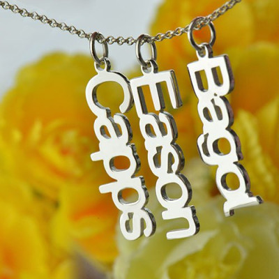 Customised Vertical Multi Names Necklace Sterling Silver - Handcrafted & Custom-Made