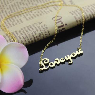 Personalised 18ct Gold Plated French Font I Love You Name Necklace - Handcrafted & Custom-Made