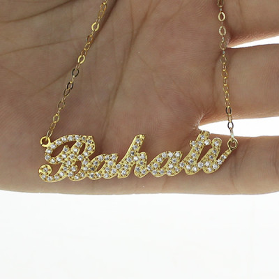 18ct Gold Plated Full Birthstone Carrie Name Necklace  - Handcrafted & Custom-Made