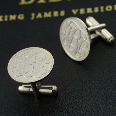 Engraved Cufflinks with Monogram Sterling Silver - Handcrafted & Custom-Made