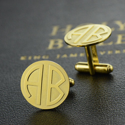 Cufflinks for Men with Block Monogram 18ct Gold Plated - Handcrafted & Custom-Made