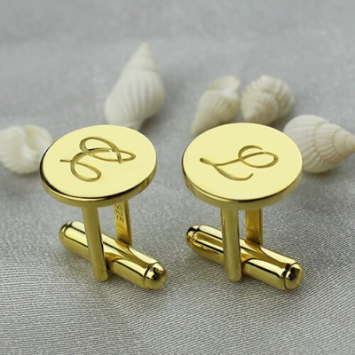 Custom Script Initial Cufflinks for Men 18ct Gold Plated - Handcrafted & Custom-Made