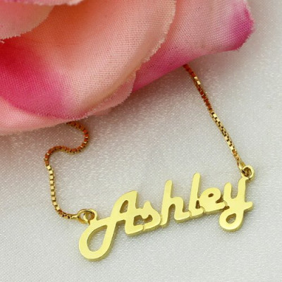 Retro Stylish Name Necklace 18ct Gold Plated - Handcrafted & Custom-Made