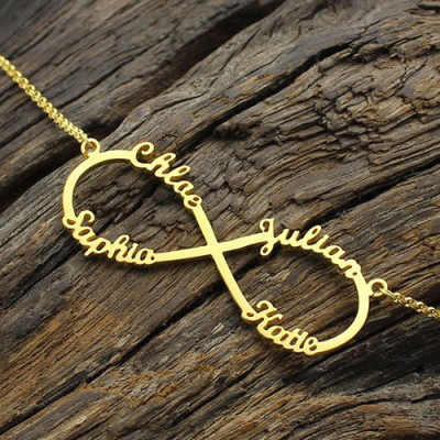 Custom 18ct Gold Plated Infinity Necklace 4 Names - Handcrafted & Custom-Made