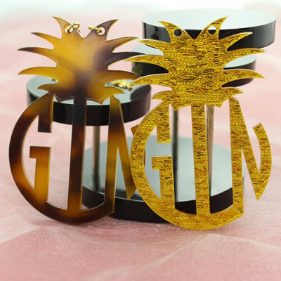 Personalised Acrylic Block Monogram Pineapple Necklace - Handcrafted & Custom-Made