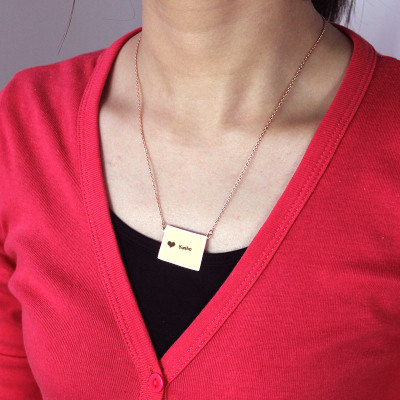 Wyoming State Shaped Map Necklaces With Heart  Name Rose Gold - Handcrafted & Custom-Made
