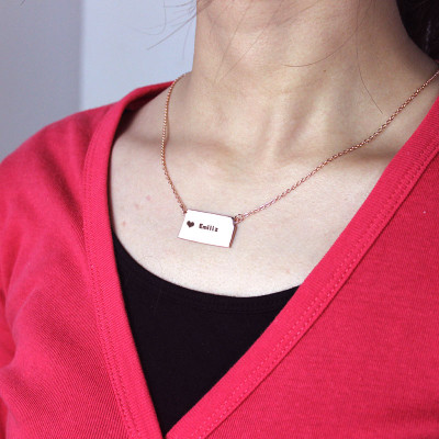 Custom Kansas State Shaped Necklaces With Heart  Name Rose Gold - Handcrafted & Custom-Made