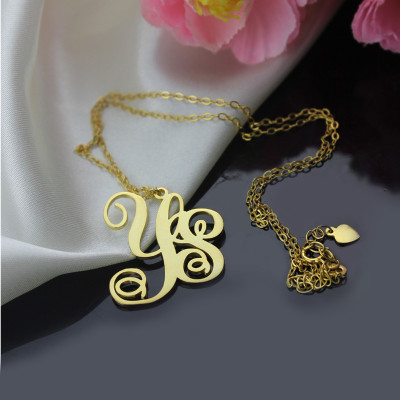 Personalised 18ct Gold Plated Vine Font 2 Initial Monogram Necklace - Handcrafted & Custom-Made