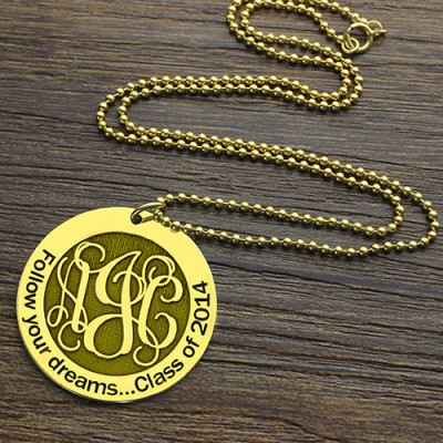 Follow Your Dreams Disc Monogram Necklace 18ct Gold Plated - Handcrafted & Custom-Made