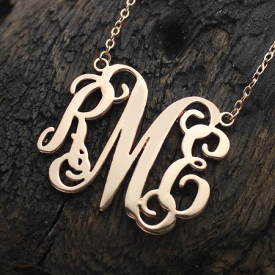 Custom 18ct Rose Gold Plated Monogram Initial Necklace - Handcrafted & Custom-Made