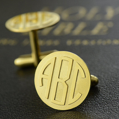 Cool Mens Cufflinks with Monogram Initial 18ct Gold Plated - Handcrafted & Custom-Made