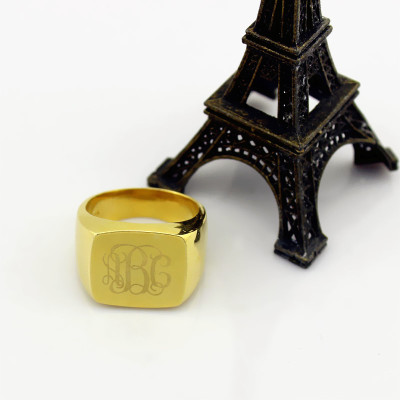 18ct Gold Plated Fashion Monogram Initial Ring - Handcrafted & Custom-Made