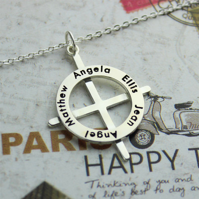 Silver Latin Style Circle Cross Necklace with Any Names - Handcrafted & Custom-Made