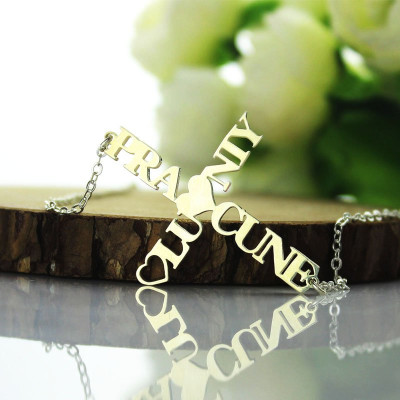Personalised Two Name Cross Necklace Sterling Silver - Handcrafted & Custom-Made