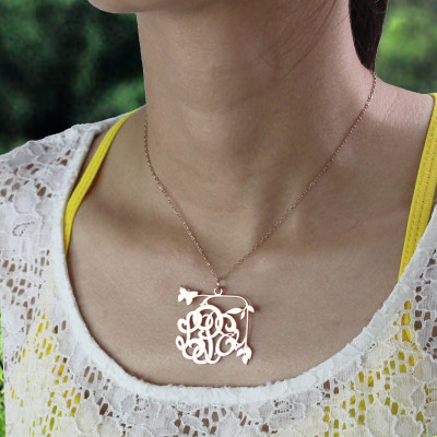 Butterfly and Vines Monogrammed Necklace 18ct Rose Gold Plated - Handcrafted & Custom-Made
