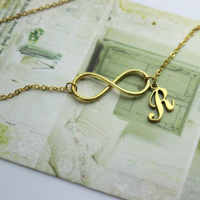 Infinity Knot Initial Necklace 18ct Gold plating - Handcrafted & Custom-Made