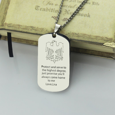 Man's Dog Tag Eagle Name Necklace - Handcrafted & Custom-Made