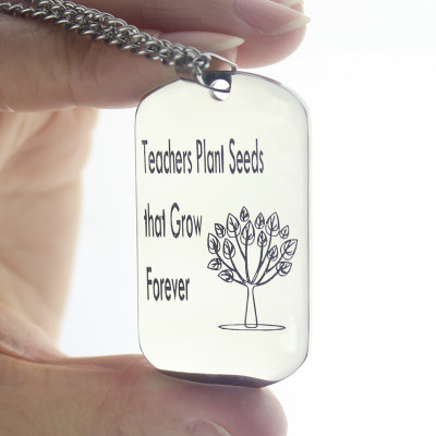 Man's Dog Tag Tree Name Necklace - Handcrafted & Custom-Made