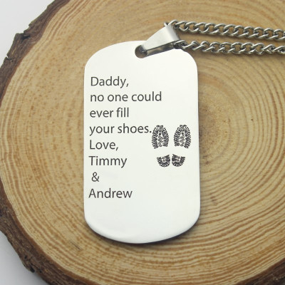 Father' Day Gift Dog Tag Name Necklace - Handcrafted & Custom-Made