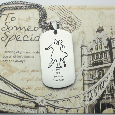 Dancing Theme Dog Tag Name Necklace - Handcrafted & Custom-Made