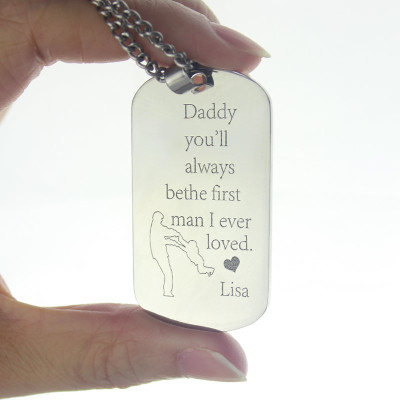Father's Love Dog Tag Name Necklace - Handcrafted & Custom-Made