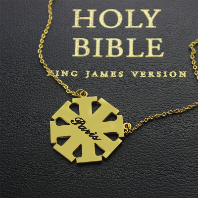 Customised Cross Necklace with Name 18ct Gold Plated 925 Silver - Handcrafted & Custom-Made