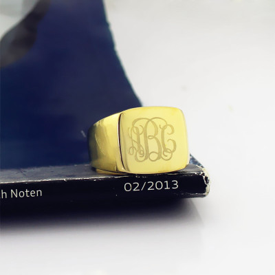 18ct Gold Plated Fashion Monogram Initial Ring - Handcrafted & Custom-Made