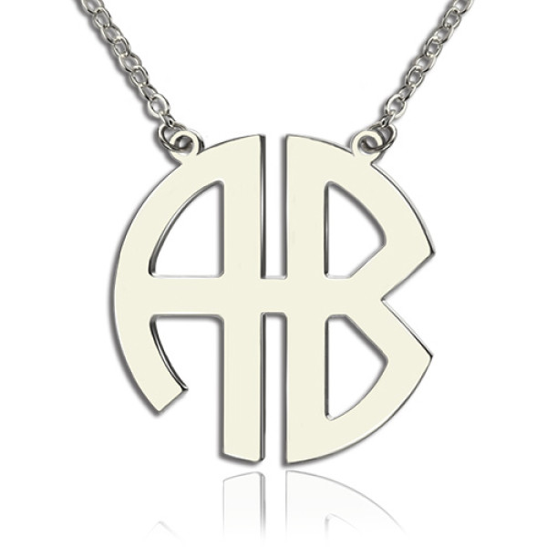 Personailzed Silver Two Initial Block Monogram Pendant - Handcrafted & Custom-Made
