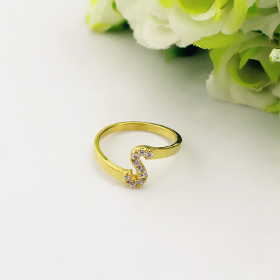 Custom Birthstone Initial Ring 18ct Gold Plated  - Handcrafted & Custom-Made