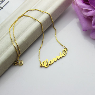 Gold Plated Sex and The City Carrie Name Necklace Box Chain - Handcrafted & Custom-Made
